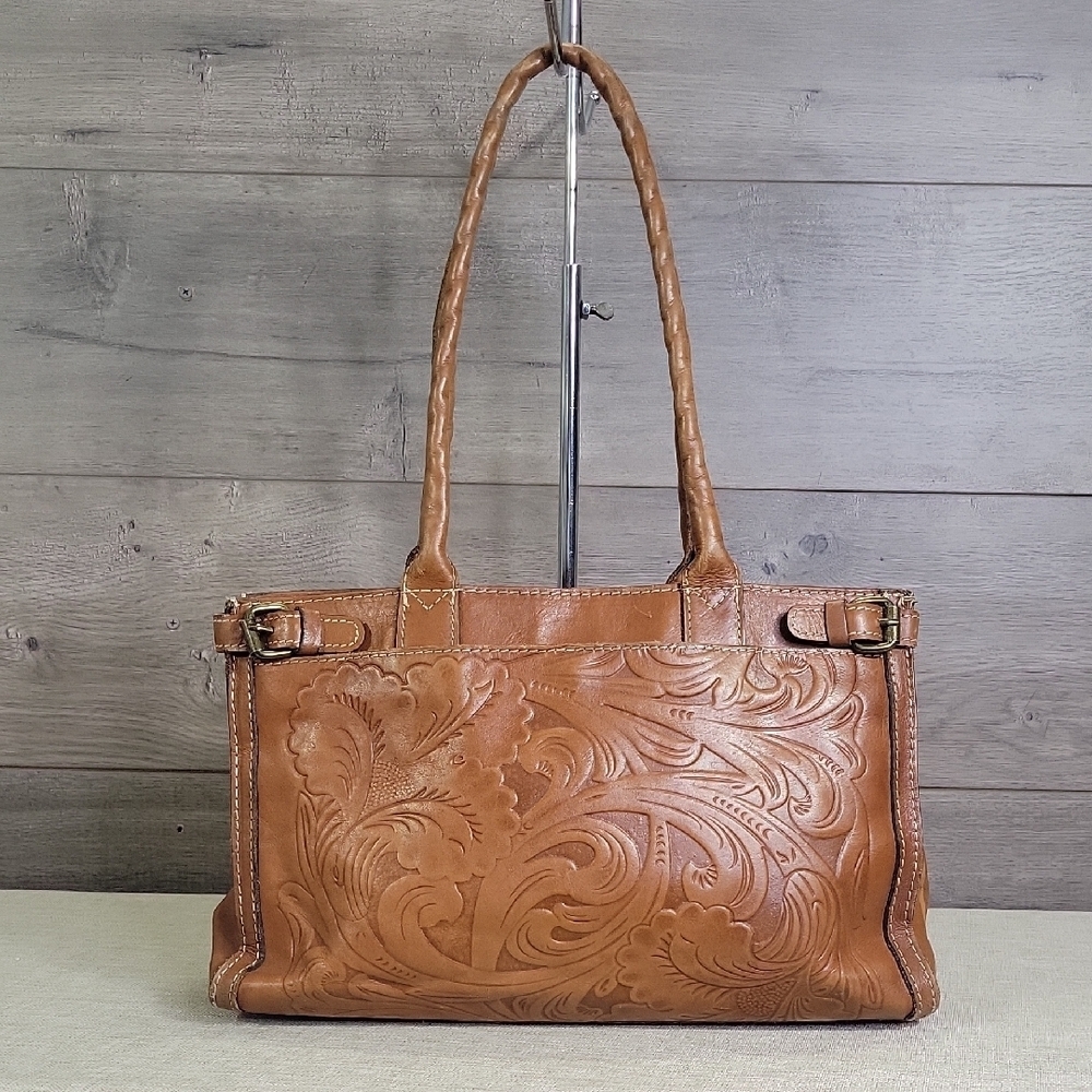 Patricia Nash Brown Tooled Leather Shoulder Bag